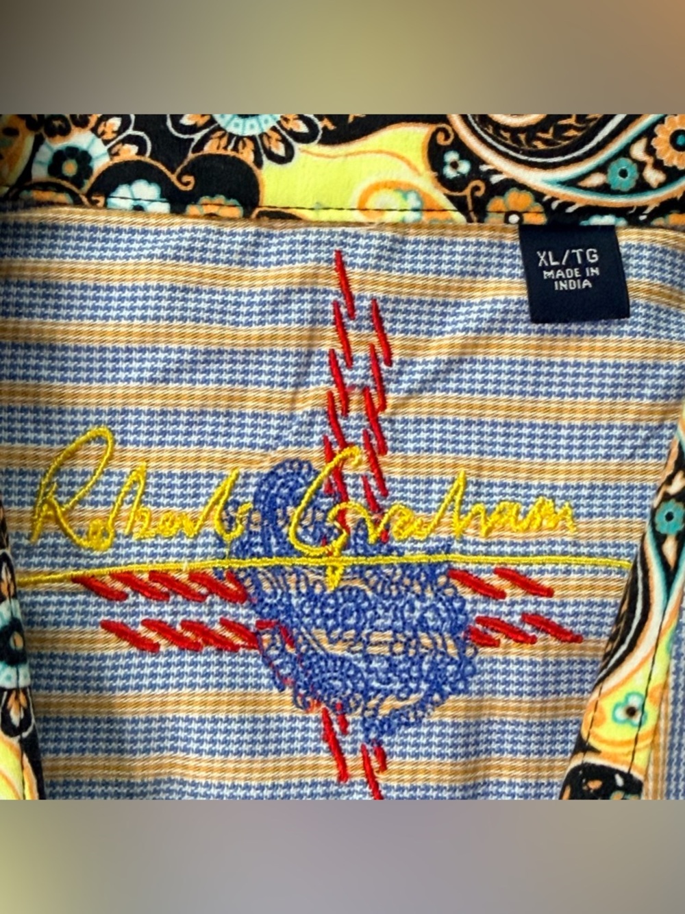 Robert Graham Striped Button Down – Paisley Contrast Cuffs. Size XL - Picture 2 of 13